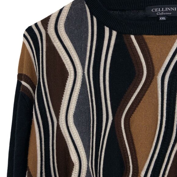 Cellinni Collezione‎ Coogie Style 3D Knit Mens Pullover Sweater Size XXL Wool - Picture 4 of 4